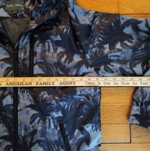 Slate & Stone dark jungle palm tree full zip hooded windbreaker jacket size Med - Picture 6 of 12